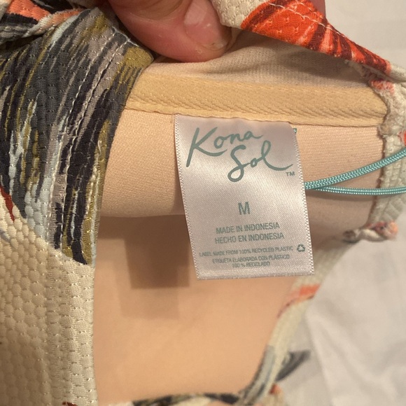 Kona Sol one piece medium 8 to 10 floral print bathing suit strapless slimming - Picture 5 of 13